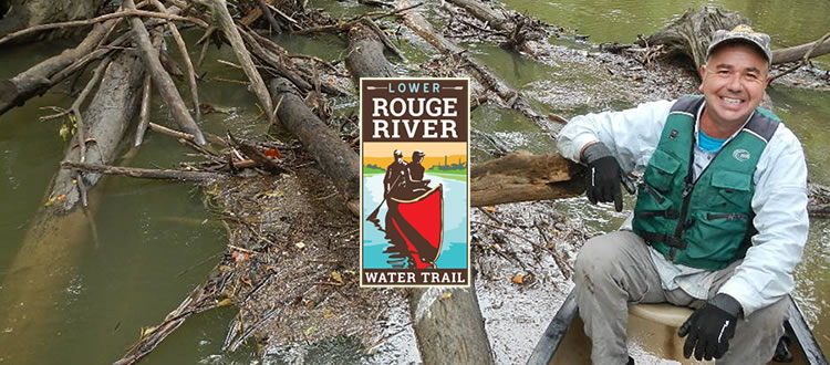 Man canoeing on the Rouge River Water Trail