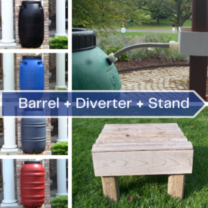 RAIN BARREL STARTER KIT: Rain Barrel + Diverter + Stand
